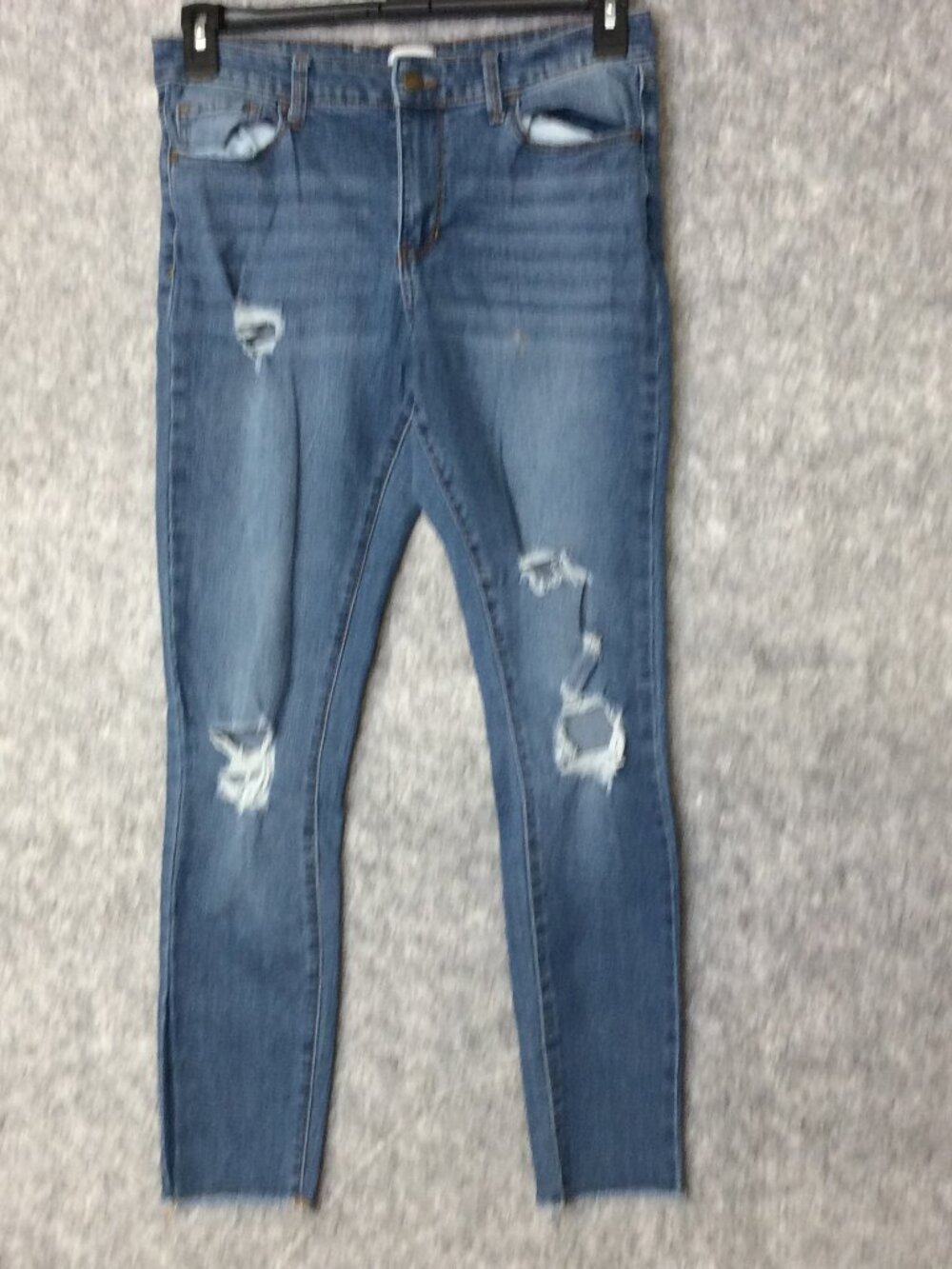 True Craft Women's Blue Distressed Mid Rise Stretch Skinny Denim Jeans Size 13